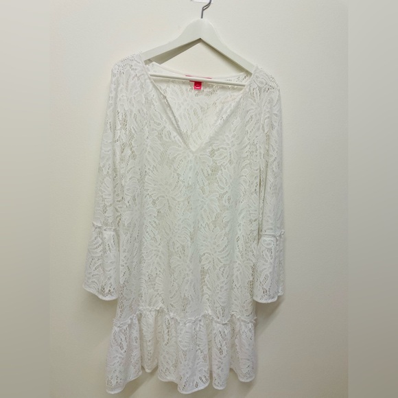 Resort White Lace Swim Lilly Pulitzer Payton Cover-up Dress SIZE XL - Picture 2 of 5